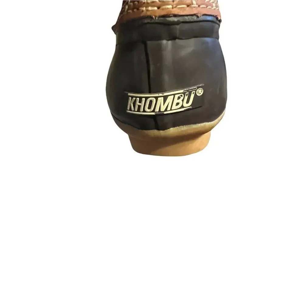 Khombu women Brown Waterproof Mid Calf Boot Leather Duck sz 8 M cozy winter